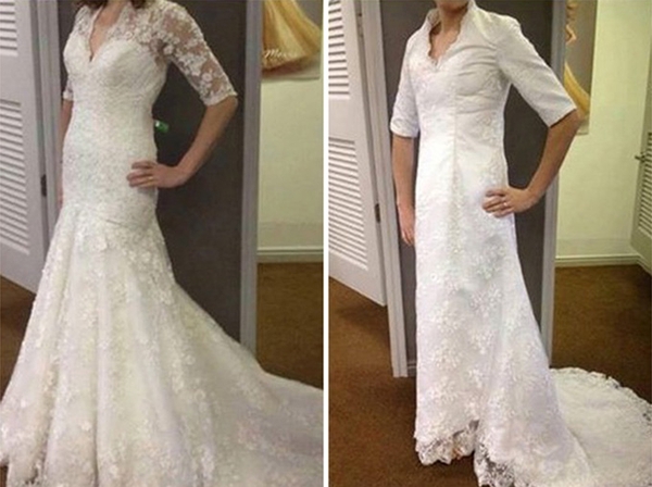 Những pha 'ngã ngửa' khi mua váy cưới online