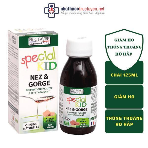 Siro ho giúp thông thoáng đường hô hấp, hỗ trợ giảm viêm họng ở trẻ - Special Kid Nez & Gorge - Nhập khẩu Pháp (125ml)