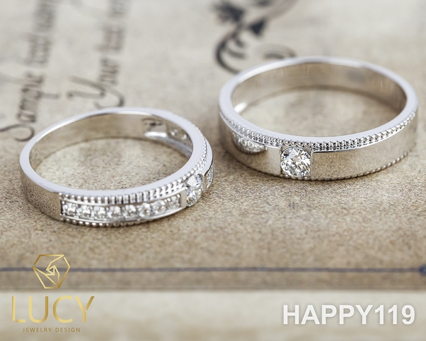 HAPPY119 Nhẫn cưới thiết kế, nhẫn cưới cao cấp, nhẫn cưới kim cương 3.5mm 3.6mm- Lucy Jewelry