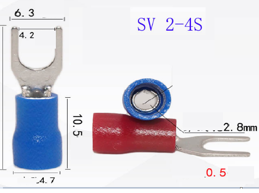  Đầu cốt chữ Y/ đầu cốt chẻ bọc nhựa SV1.25-3.2/4S/5S  và SV2-.3.2/4S/5S SV3.5-5 SV5.5-6