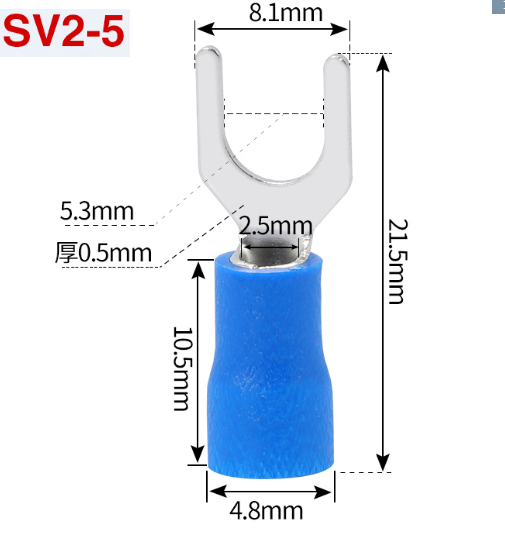  Đầu cốt chữ Y/ đầu cốt chẻ bọc nhựa SV1.25-3.2/4S/5S  và SV2-.3.2/4S/5S SV3.5-5 SV5.5-6