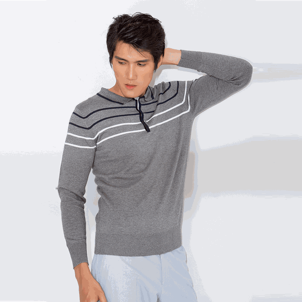 Áo len cổ bẻ dài tay ALEND036 - màu xám
