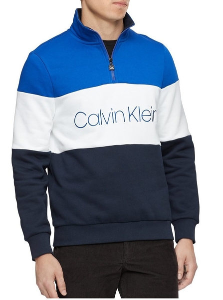 Áo thun lạnh cavin klein đen cổ dây kéo trắng xanh phồi chữ