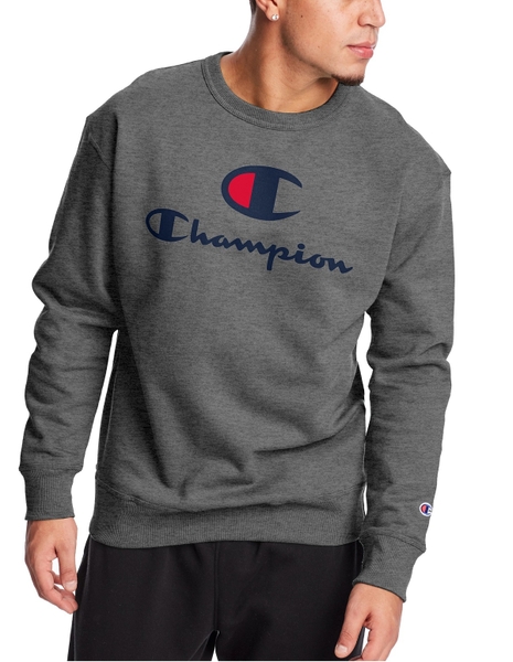 Áo thun Sweatshirt tay dài Champion xám đen Big C
