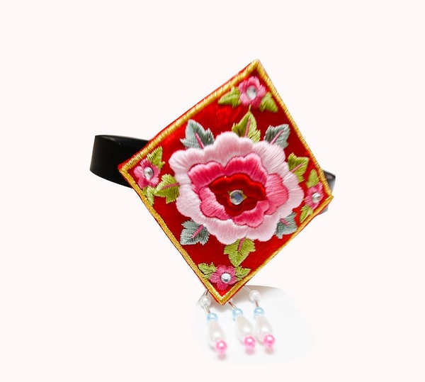 Bờm hanbok thêu tay hoa mẫu đơn dễ thương