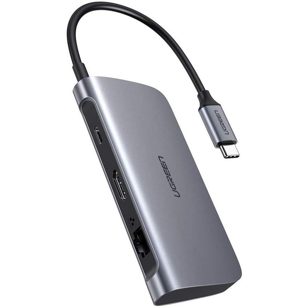 Ugreen 50771 Bộ chuyển đổi TYPE C sang 2 USB 3.0 + HDMI + LAN + hỗ trợ nguồn TYPE C CM212 20050771