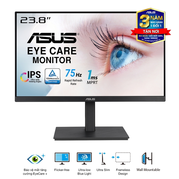 Màn Hình ASUS VA24EQSB (23.8 inch - IPS - FHD - 75Hz - 5ms - Low Blue Light - Flicker Free )