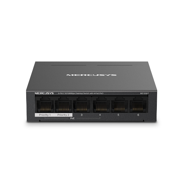 Switch 6 cổng 10/100Mbps với 4 cổng PoE+ Mercusys MS106LP