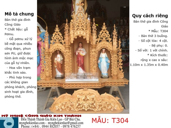 BÀN THỜ GIA ĐÌNH CÔNG GIÁO - Mẫu: T304