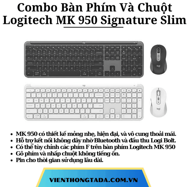 Combo Bàn Phím Và Chuột Không Dây Logitech MK 950 Signature Slim