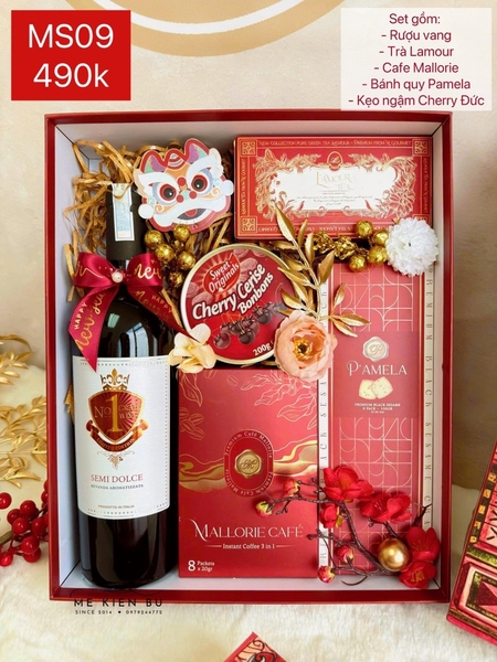 Set Quà Tết Hộp + Túi MS09 ĐỎ