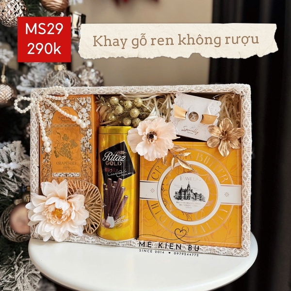Set Quà Tết Khay Gỗ Ren Không Rượu MS29