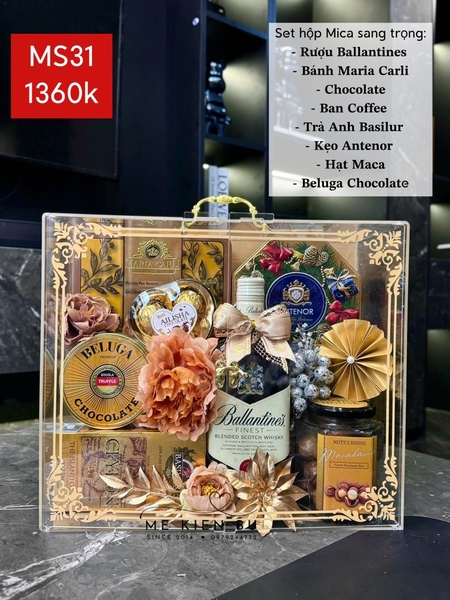 Set Quà Tết Hộp Mica Vàng Kim MS31