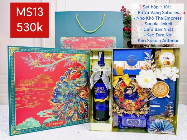 Set Quà Tết Hộp + Túi MS13 XANH DƯƠNG