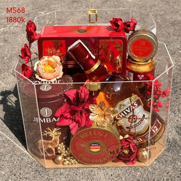 Set Quà Tết Hộp Mica ĐỎ MS68