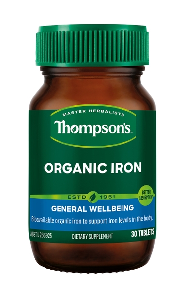 Viên Sắt hữu cơ Thompson's Organic Iron của Úc 30 viên