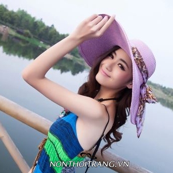 Nón Vành Rộng Dây Cói Nơ Vải Xéo (NV-VR-DC07)