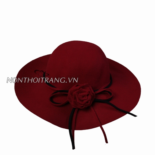 Nón Vành Nỉ Bông Hồng (NV-VR-VN04)