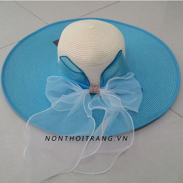 Nón cói vành rộng nơ voan (NV-VR-DC18)