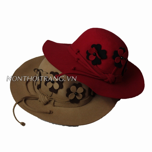 Nón Vành Nỉ Đai 3 Bông 2 Tầng (NV-VT-VN03)