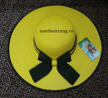 Nón vành rộng nơ bố vải (NV-VR-DC23)
