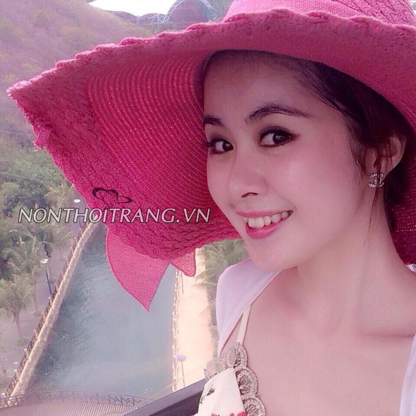Nón vành một màu dây cói thắt nơ (NV-VR-DC17)