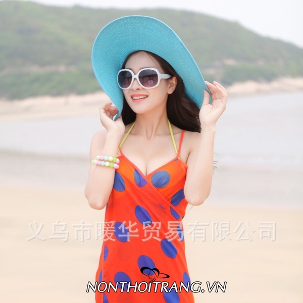 Nón Vành Rộng Dây Cói Đai Xéo (NV-VR-DC14)
