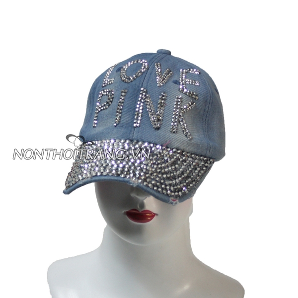Non kết Jean đính hột Love Pink (NK J-18)