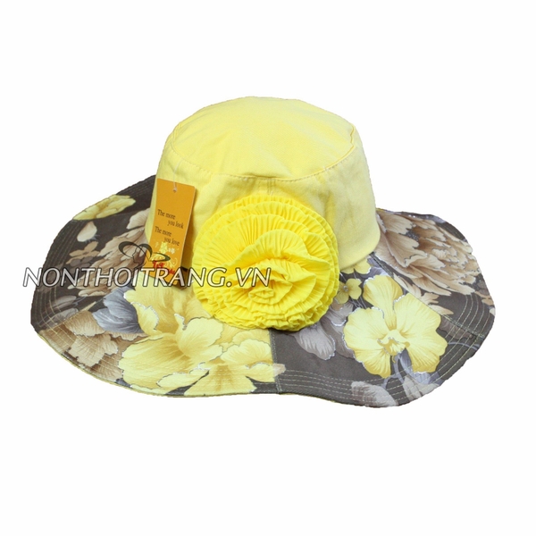 Nón Vành Rộng Vải Bông Xếp Ly (NV-VR-SV05)