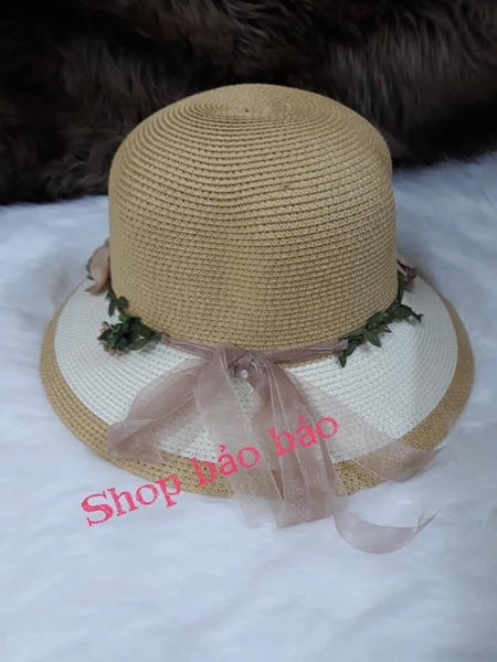 Nón cói vành nhỏ dây bông
