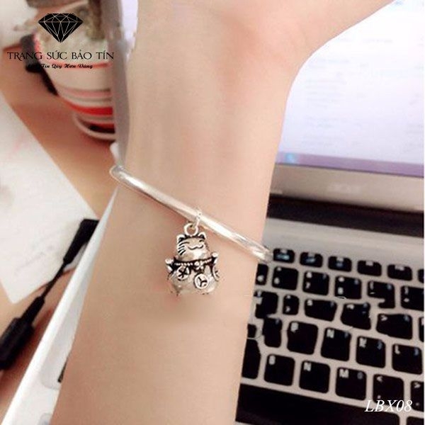 lắc bạc mix charm mèo