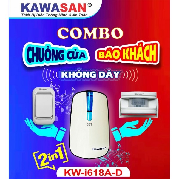 Bộ Báo Khách Không Dây Kết Hợp Nút Nhấn Chuông Cửa I618A-D