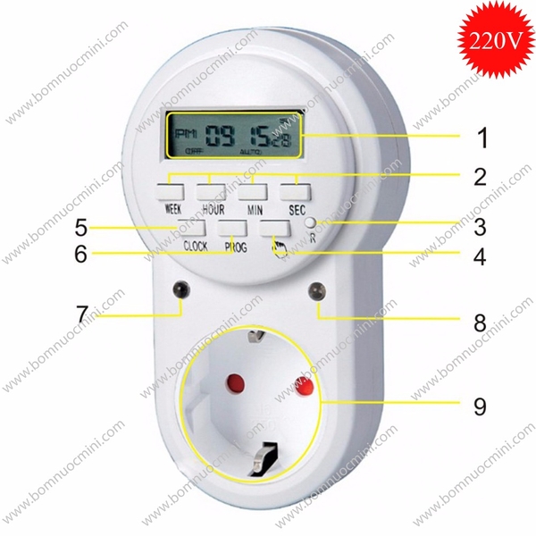 Timer Hẹn Giờ ETG-63A Korea | Ổ Cắm Điện Hẹn Giờ Điện Tử – Bơm Nước Mini