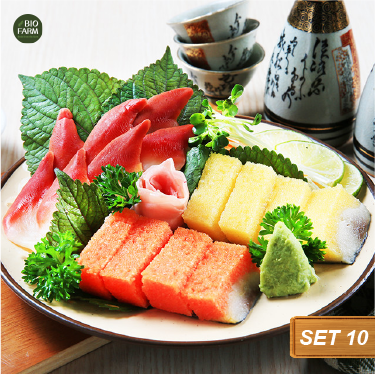 Sashimi 10 – Cá trích ép trứng, Sò đỏ