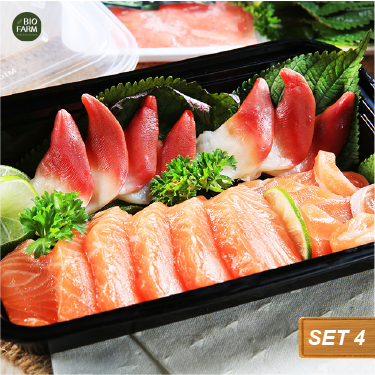 Sashimi 4 – Set Cá hồi, Sò đỏ