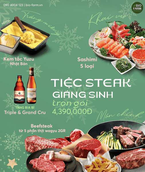 TIỆC BEEF-STEAK TRỌN GÓI CHO GIÁNG SINH AN LÀNH