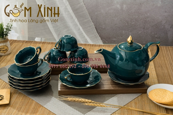 ấm chén xanh cửu long 