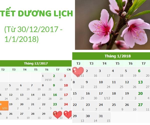 Cập nhật lịch nghỉ lễ, tết năm Mậu Tuất 2018