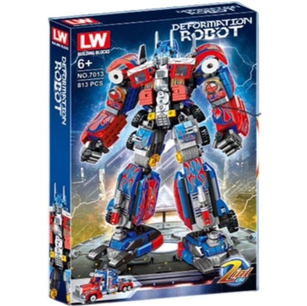Lắp ráp lego Robot Biến Hình Optimus Prime in 813 Mảnh LEWAN 7013