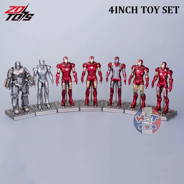 Bộ mô hình 7 iRon Man 10cm ZD Toys 4 inch Toy Set 1/18 chính hãng