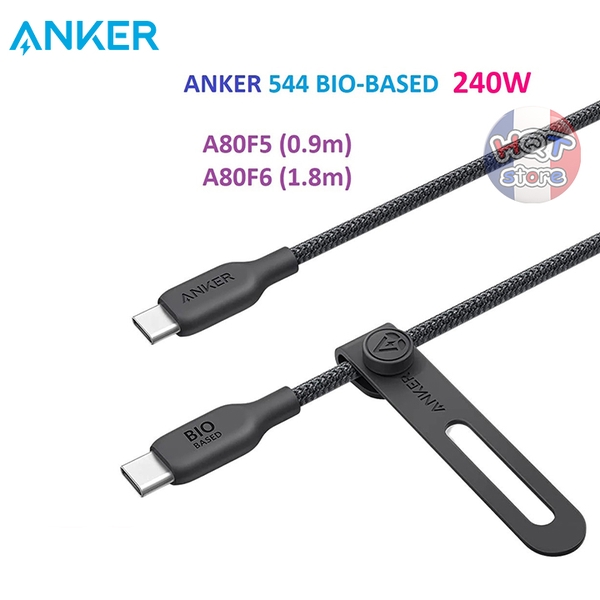 Cáp sạc nhanh C to C 240W ANKER 544 (Bio-Based) A80F5 / A80F6 dây dù