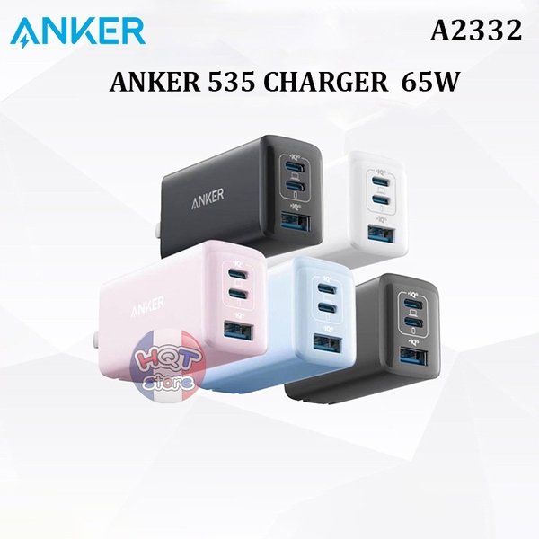 Củ sạc nhanh Anker 535 Charger 65W 3 cổng A2332 GaN 2 PD / PPS / QC3.0