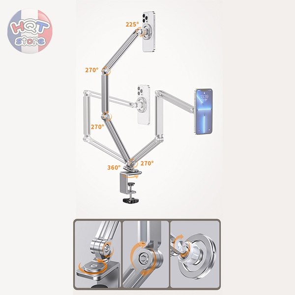 Giá đỡ xoay kẹp bàn hít nam châm Magsafe BONERUY Z67 cho điện thoại