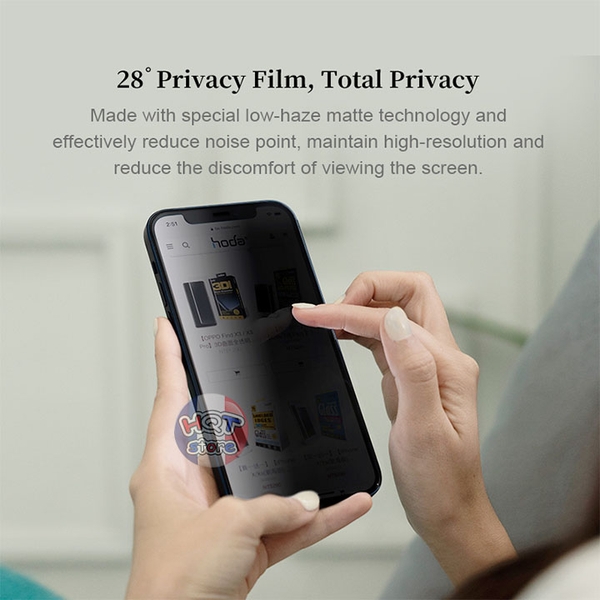 Kính cường lực chống nhìn trộm HODA ANTI-PEEPING IPhone 13 Pro / 13