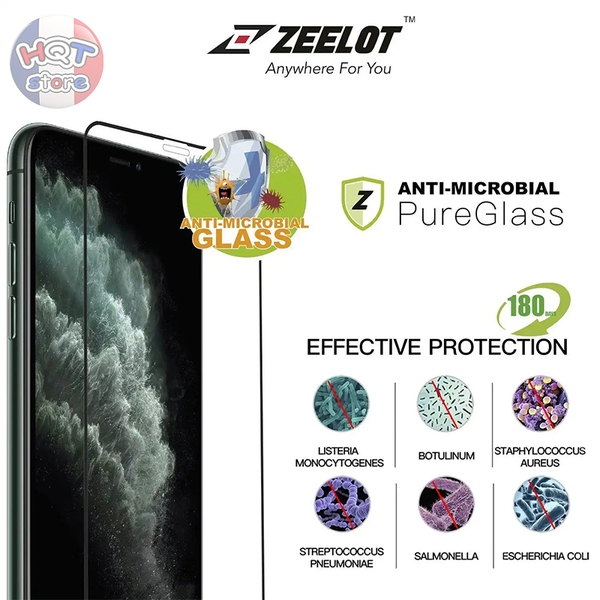 Kính kháng khuẩn ZEELOT ANTI MICROBIAL cho IPhone 11 Pro / XS / X