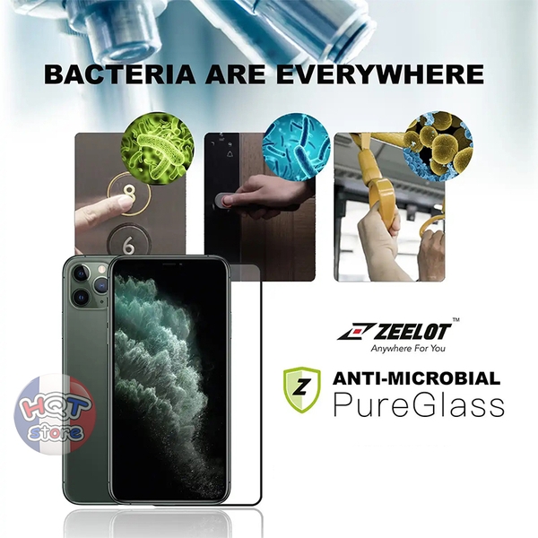 Kính kháng khuẩn ZEELOT ANTI MICROBIAL cho IPhone 11 Pro / XS / X