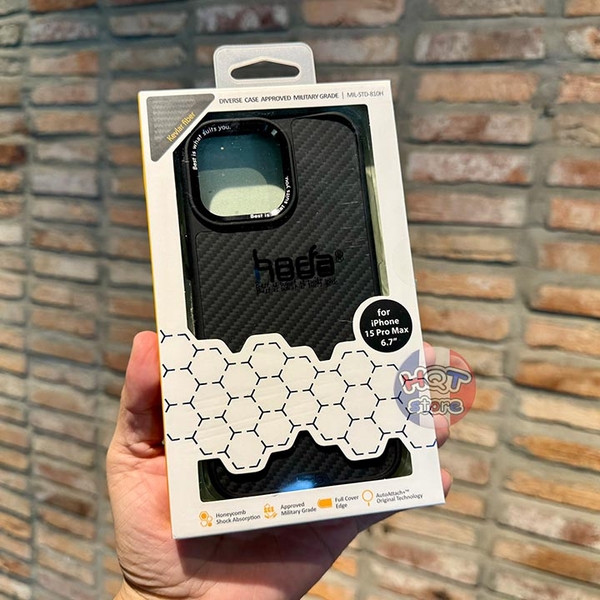 Ốp lưng sợi Carbon Kevlar Hoda Diverse Case iPhone 15 Pro Max / 15 Pro