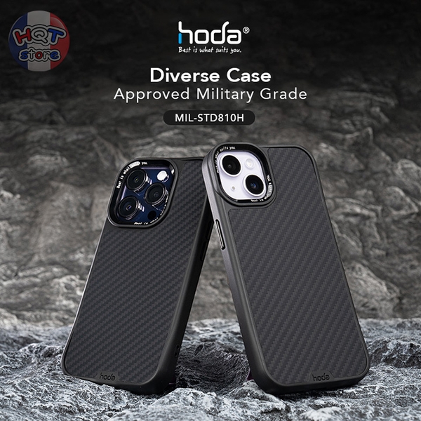 Ốp lưng sợi Carbon Kevlar Hoda Diverse Case iPhone 15 Pro Max / 15 Pro