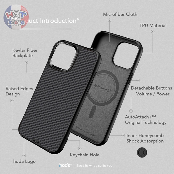 Ốp lưng sợi Carbon Kevlar Hoda Diverse Case iPhone 15 Pro Max / 15 Pro