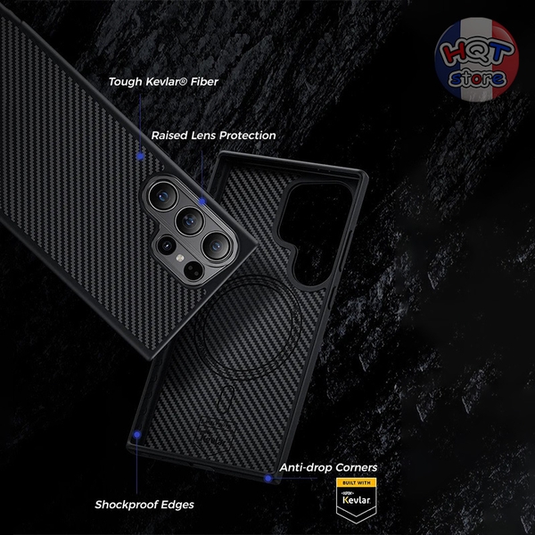 Ốp carbon 600D Benks MagClap ArmorPro Case cho S24 Ultra (Viền dẻo)